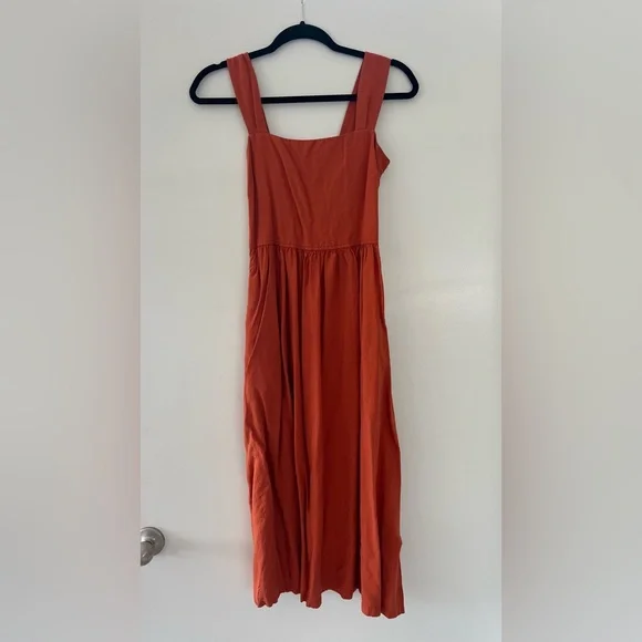 MIDI dress square neck rust orange brownish color size small - Picture 2 of 2